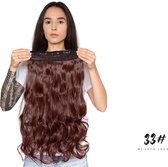 Wavy clip-in hairextension 60 cm lang krullend haar synthetisch, bruin kleur #33 van Mi Loco Loco hair extensions clip in haar