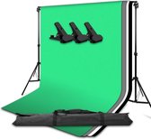 Grandecom® Pro Greenscreen Set - Met achtergrond systeem - Chroma Key - Achtergronddoek - Groen Doek - Youtube - 200x200cm - Verschillende kleuren