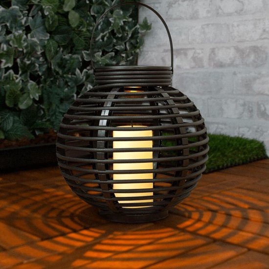 Solar lantaarn 'Basket' medium Rotanlook lamp zonne-energie | bol.com