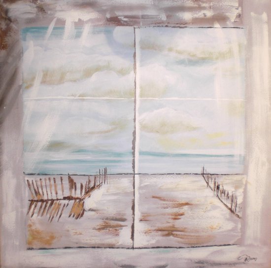 Olieverfschilderij - schilderij strand - handgeschilderd - 100x100 - woonkamer slaapkamer