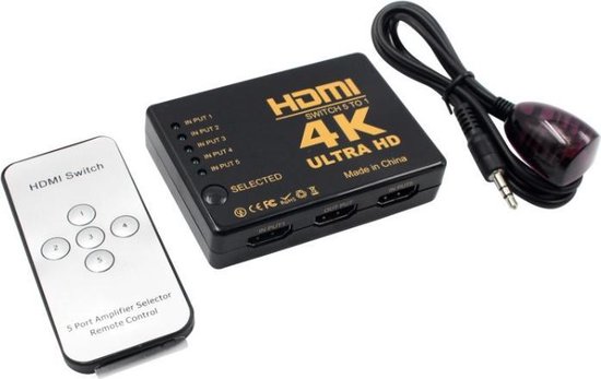 HDMI schakelaar 5 naar 1 / met afstandsbediening en IR extender - versie  1.4 (4K 30Hz) | bol.com