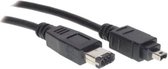 S-Impuls FireWire 400 kabel met 4-pins - 6-pins connectoren / zwart - 4,5 meter