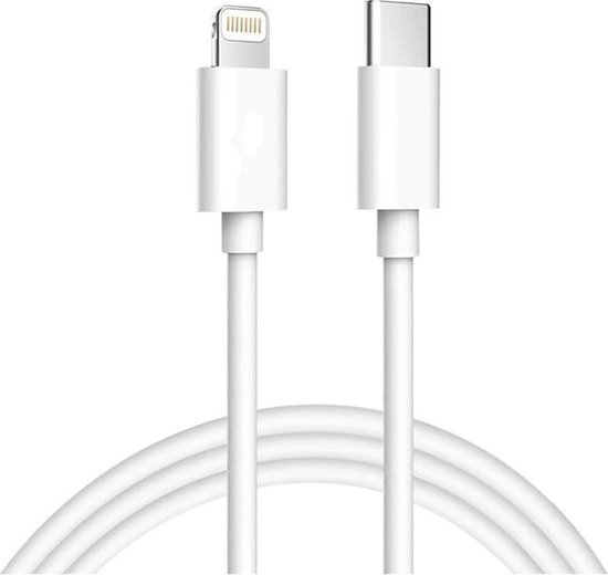 MBH Apple iPhone lightning naar USB-C kabel (iPhone 12) - 1m wit - data-  en... | bol.com