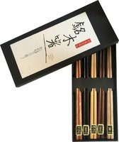 Bamboe Eetstokjes | 5 Paar Sushi Stokjes Deluxe | Luxe Chopsticks | In Geschenkverpakking