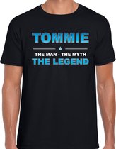 Naam cadeau Tommie - The man, The myth the legend t-shirt  zwart voor heren - Cadeau shirt voor o.a verjaardag/ vaderdag/ pensioen/ geslaagd/ bedankt M
