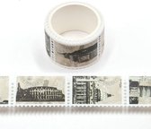 Witte Washi Tape - met vintage buildings | 25mm x 3m.