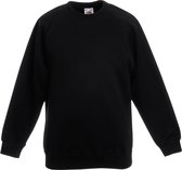 Fruit Of The Loom Kind/ Kinderen Unisex Raglan Mouwen Sweatshirt (Zwart)