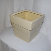 Bloempot beige, vierkant 24 x 24 x 24 cm