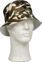 Vissershoedje – One Size – Groen Camo - Outdoor hoed - Zonnehoedje - Camouflage pet - Bush hat - Camping Cap