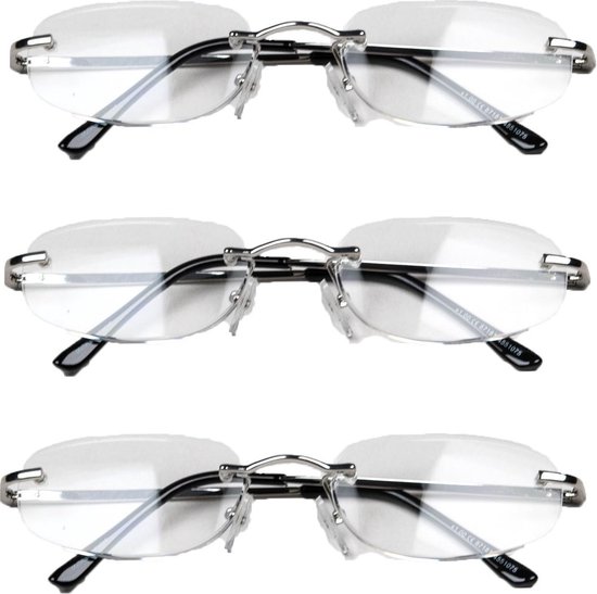 Melleson Eyewear leesbril randloos +1,00 - 3 stuks - incl. pouche | bol.com