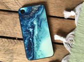 LUXX | 180° Protection - Marble Glass Shockproof Backcover - Telefoon Hoesje voor iPhone XR (6.1) - Blauw