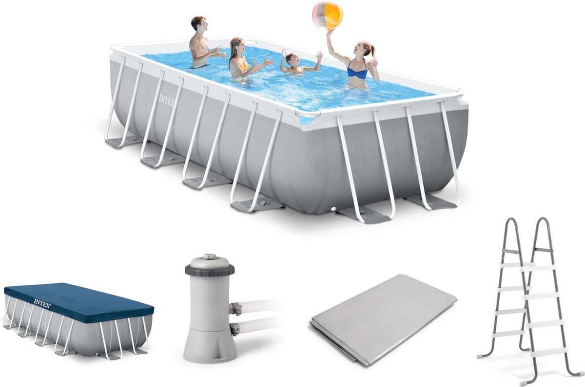 Intex zwembad - voordeelpakket - Rechthoekig - Prism Frame Pool - 488 x 244  x 107 cm | bol.com