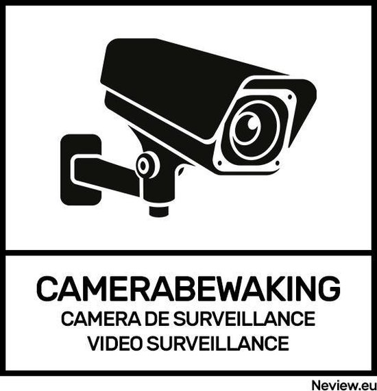 Bord camerabewaking - 10x10 cm - 3 talen Voor binnen & buiten bol.com