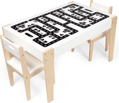 Beboonz Kindertafel Met 2 Stoelen - Hout - Bruin/Wit - Avonturen Speelblad