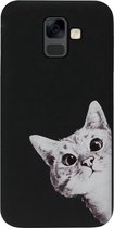 ADEL Siliconen Back Cover Softcase Hoesje Geschikt Voor Samsung Galaxy A6 Plus (2018) - Katten Zwart