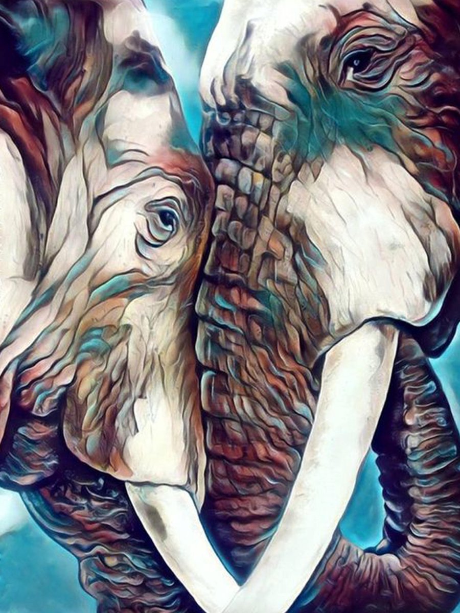 Paintd Diamond Painting Volwassenen Kinderen - Olifant liefde - 30x40 - Vierkante steentje