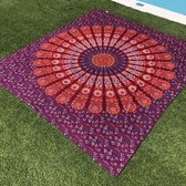 Bohemida Roundie 2 persoons XXL Groot Vakantie Strandlaken 220x235cm - XXL Pauw Strandkleed - 100 % Duurzaam Katoen