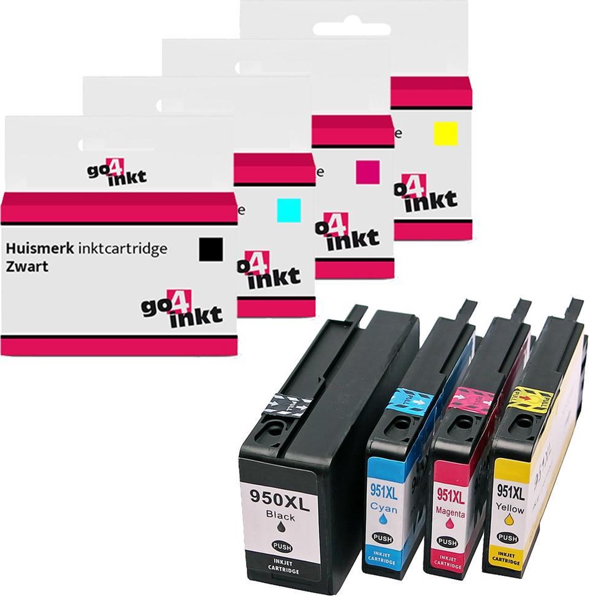 Go4inkt compatible met HP 950XL 951XL bk/c/m/y - Zwart, cyaan, magenta, yellow - 4 stuks - Huismerk