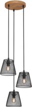 Briloner Leuchten TAUNUS - hanglamp - 3-lichts - E14 max. 40W - Materiaal: hout en Metaal - Kleur: zwart