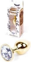 Boss Series - Gold Plug - Anale Plug - Buttplug - Gouden Plug - Diamant - S/M - Transparant - Wit