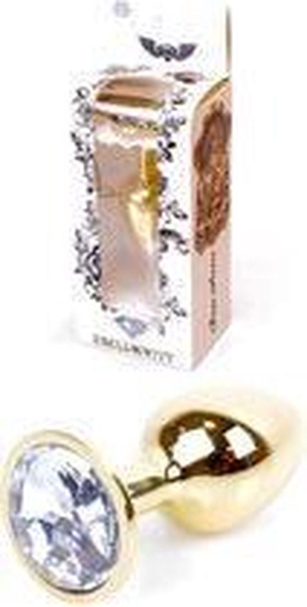 Goedkoopste Boss Series - Gold Plug - Anale Plug - Buttplug - Gouden Plug - Diamant - S/M - Transparant - Wit