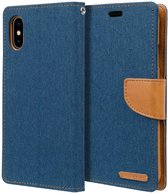 Luxe Apple iPhone X - iPhone XS Wallet Book Case Denim Blauw Cover - Spijkerstof Hoes