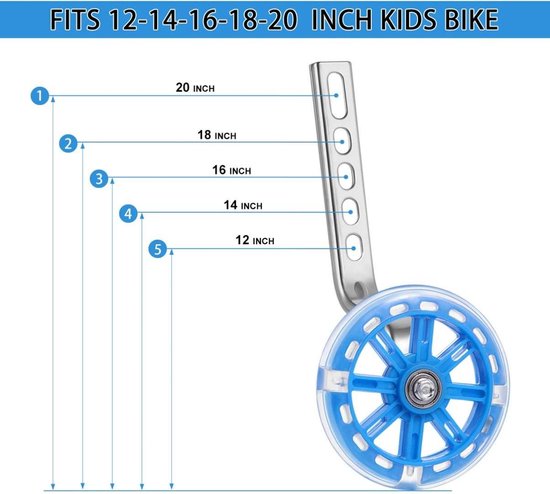 Zijwieltjes 12-20 inch - softwheels - Verlichting - gelagerd - Rood van Little Driver — afbeelding 4