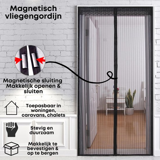 Rideau anti-mouches magnétique - Porte rideau anti-mouches - Noir - 90 x 230  cm -... | bol.com