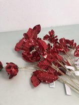 Rood kleurige kunstbloemen (set van 7)