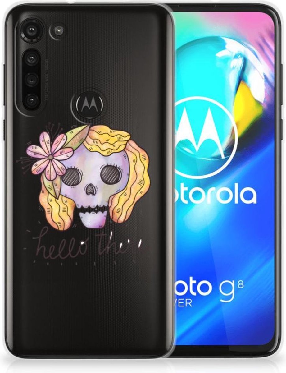 Silicone Back Case Motorola Moto G8 Power Boho Skull