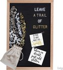 Gadgy Letterbord zwart vilt – 30x45cm - 170 witte, 170 glimmend gouden, 170 glimmend zilveren letters etc. – 100 witte icoontjes – 4 punaises – opbergzakje letters etc.