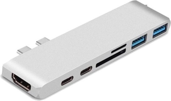 USB-C Hub Adapter 7-in-1 - voor MacBook Pro & MacBook Air - Zilver | bol