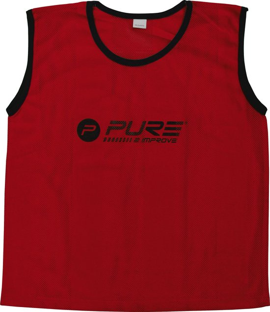 PURE2IMPROVE - Trainingshesjes - Senior - 4stuks - Rood - Voetbal Hesjes - Hockey Hesjes - Training-One size fits all