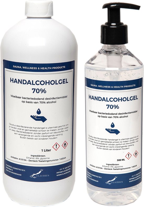 koel medley Geestig Desinfecterende Handgel 70%: 1 fles 500 ml met pompje + 1 liter | bol.com