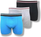 3 stuks Basic Boxershorts - Katoen - Zwart-Blauw-Grijs - Maat M