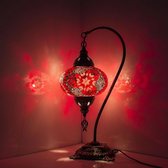 Mozaïek Lamp - Oosterse Lamp - Turkse Lamp - Tafellamp - Marokkaanse Lamp - Boogmodel - Ø 19 cm - Hoogte 42 cm - Handgemaakt - Authentiek - Rood