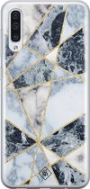 Samsung A70 hoesje siliconen - Marmer blauw | Samsung Galaxy A70 case | blauw | TPU backcover transparant