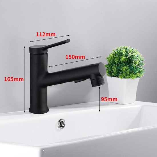 Inspire Badkamer Kraan Zwart inclusief aansluitingen Zwart