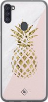 Samsung A11 hoesje siliconen - Ananas | Samsung Galaxy A11 case | Roze | TPU backcover transparant