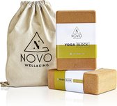 NOVO wellbeing - Yoga Blok | 100% Kurk | 2 stuks met tas | Stabiliteit Grip & Anti-slip