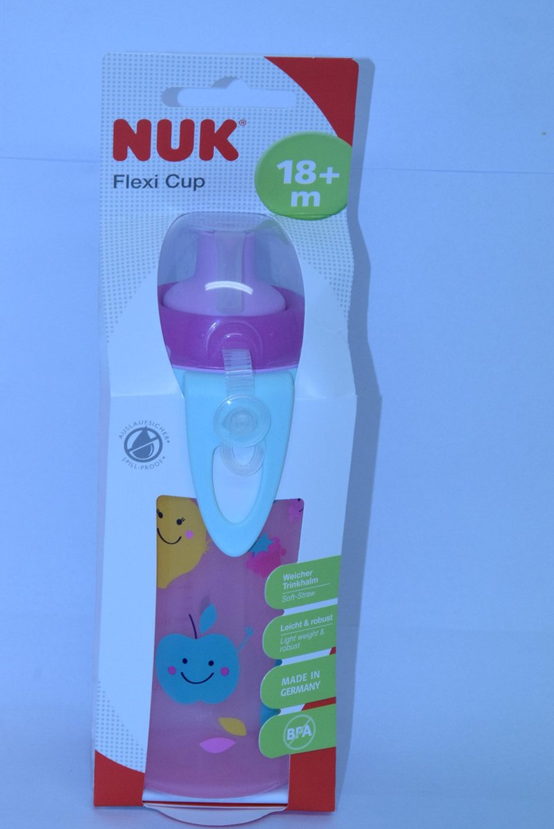 Bol Com Nuk Flexi Cup Siliconen Met Zacht Rietje 300 Ml Lekvrij 18 M Paars