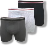 3 stuks Basic Boxershorts - Katoen - Zwart-Grijs-Antraciet - Maat L