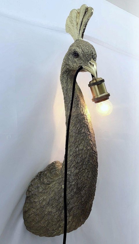 Wandlamp - Dierenlamp Gouden Pauw | bol.com
