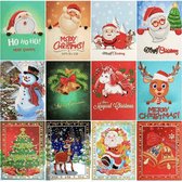 SEOS Shop ® Diamond Painting Pakket 12 Prachtige Kerstkaarten - Inclusief enveloppen - Gedeeltelijk - Volwassenen - 13x18cm