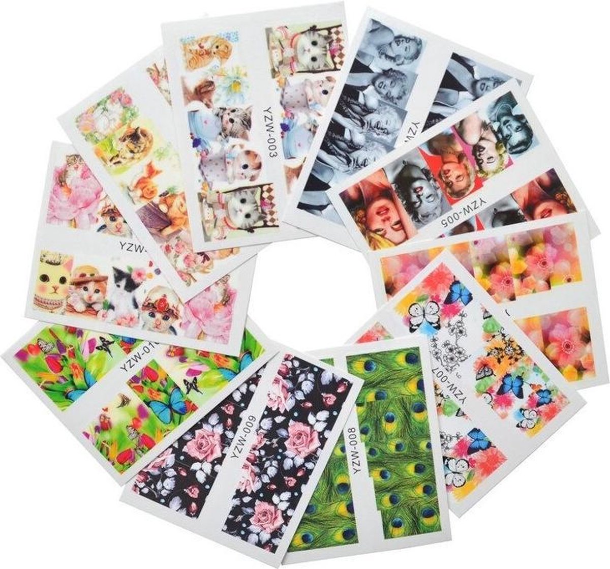 Goedkoopste Nagelstickers - Nail Art - Gemengde Ontwerpen - 10 Stuks