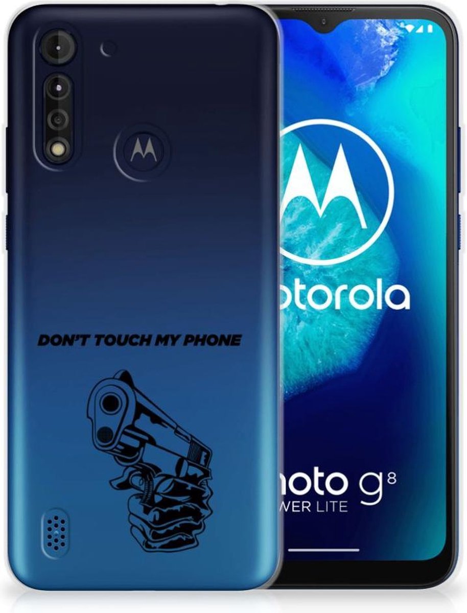Motorola Moto G8 Power Lite Silicone-hoesje Gun Don't Touch My Phone