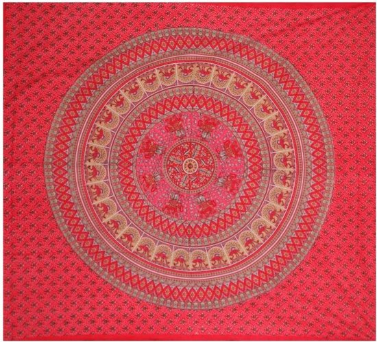 Grand foulard B63 - Mandala - Rood - Wandkleed - Bedsprei - Strandlaken