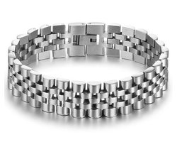 Jubilee Stijl Heren Armband - Horlogeband Stijl - Zilver kleurig - Staal - 15mm - Schakelarmband - Armbanden - Vaderdag Cadeau Geschenk - Mannen Cadeautjes Accesoires