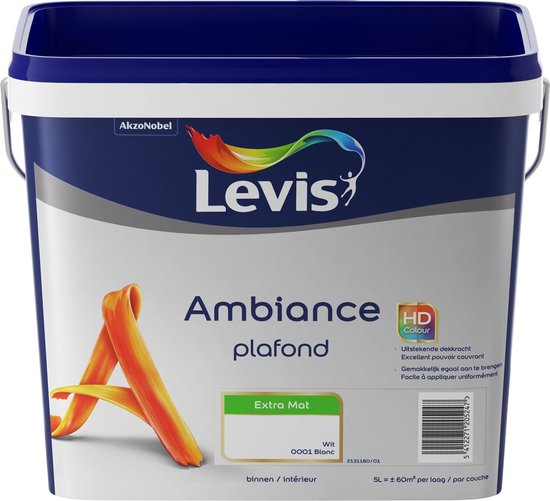 Levis Ambiance - Plafondverf - Extra Mat - Wit - 5L