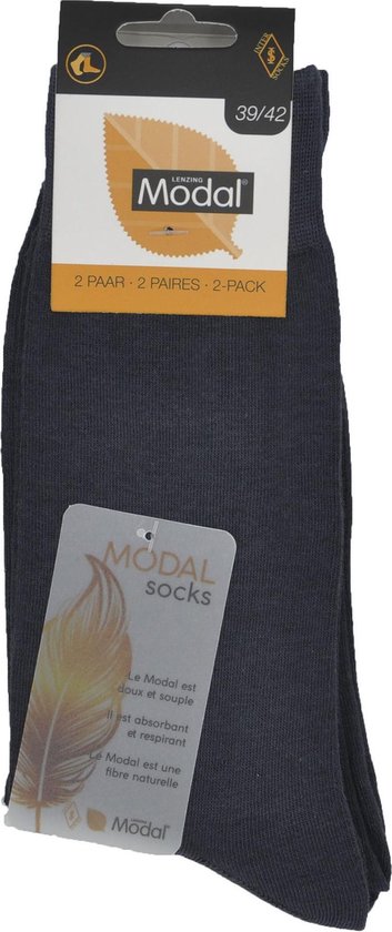 Modal heren sokken - natuurlijke vezels - 2 paar - antracite - 39/42